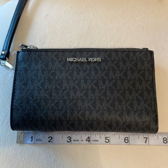 NWT MICHAEL KORS Jet Set Travel collection double zip wristlet wallet blk gray - Picture 11 of 17